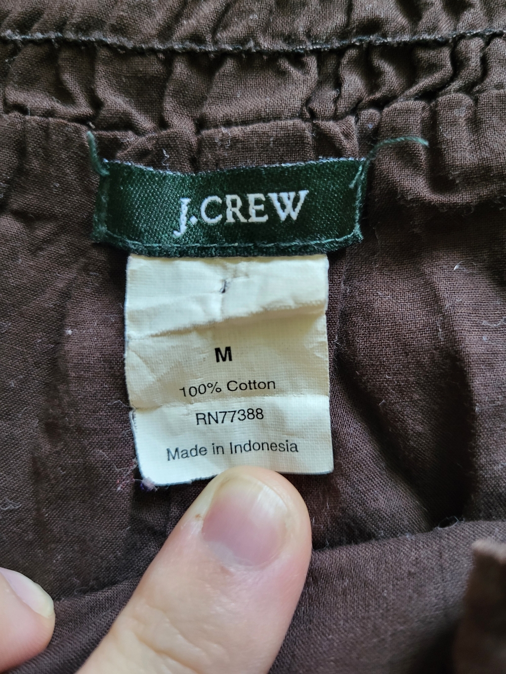Vintage J. Crew 100% Cotton Brown Babydoll Midi Dress - Picture 2 of 5